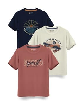 hellcat Pack of 3 Typographic Print Crew-Neck T-Shirts-picture-10