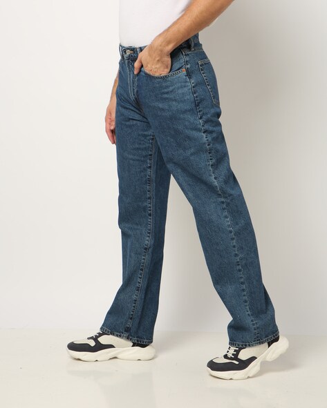 Buy Blue Mid Rise Washed Loose Fit Jeans for Men Online at