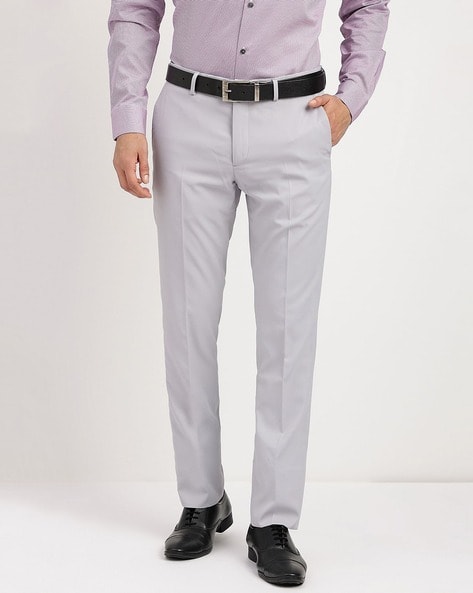 Buy Arrow Mid Rise Herringbone Pattern Formal Trousers - NNNOW.com