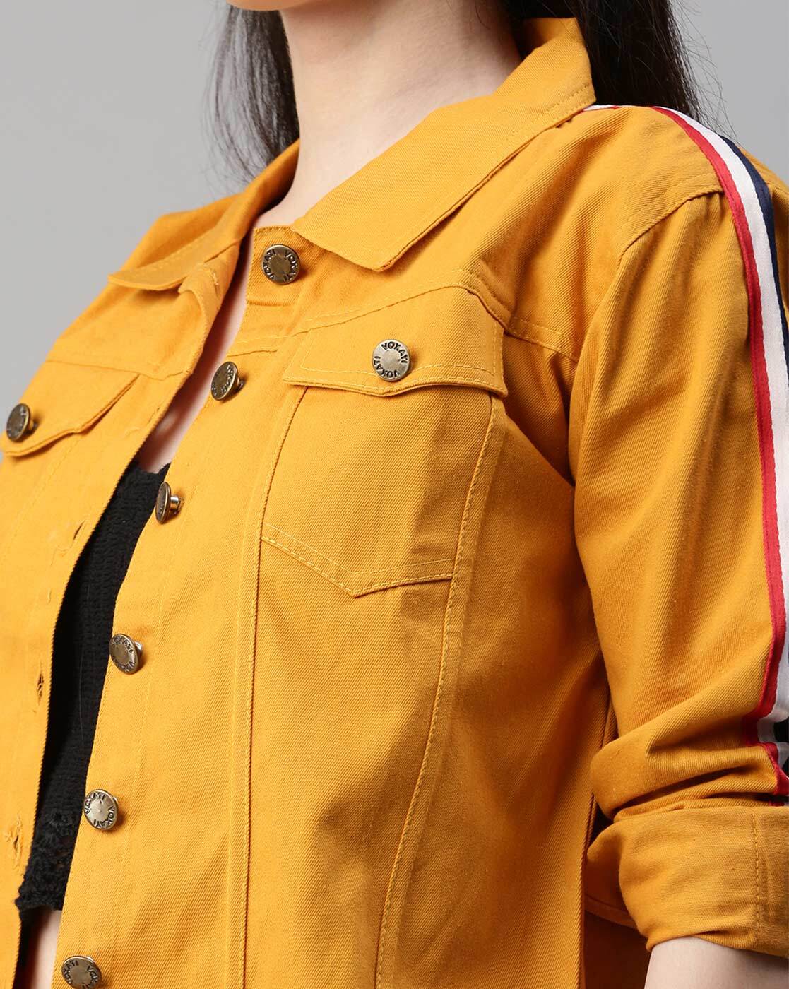 Women's Yellow Cotton Trucker Jacket