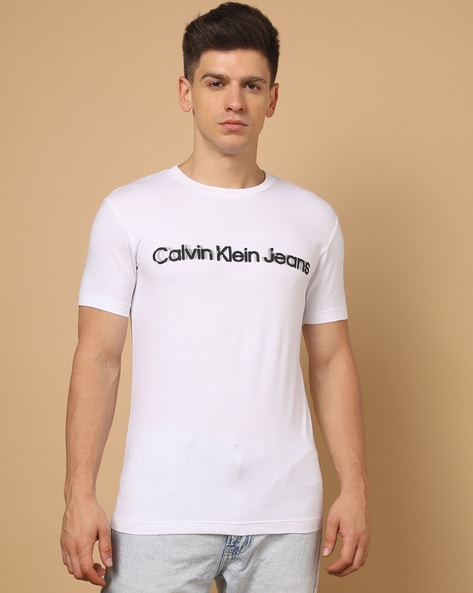 Calvin klein slim 2024 fit white t shirt