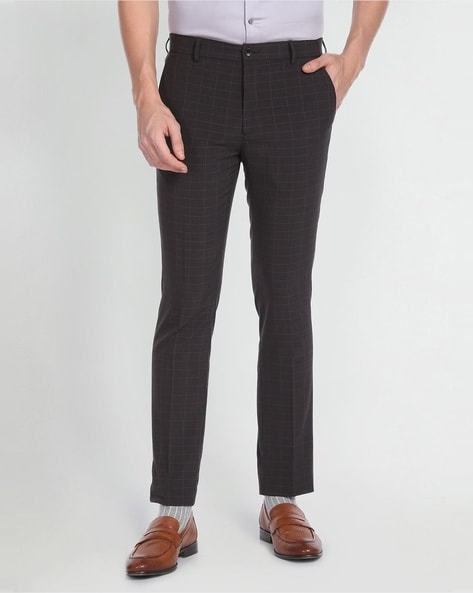 Buy Arrow Grey Regular Fit Checks Trousers for Mens Online @ Tata CLiQ