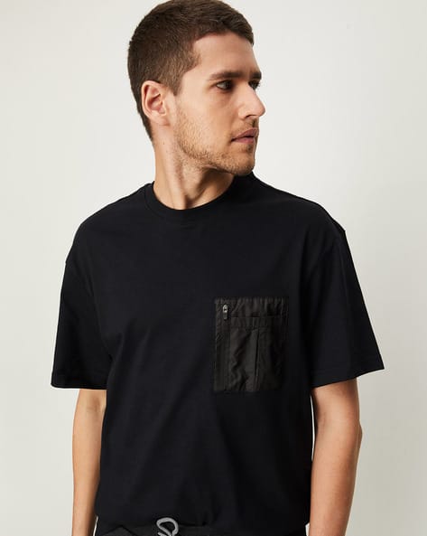 Regular Fit Round-Neck T-Shirt with Patch Pocket