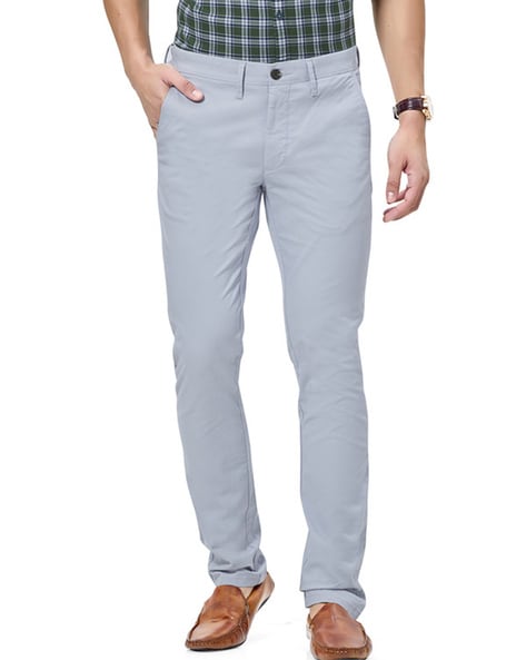 Buy J Hampstead Men Cream Coloured Slim Fit Solid Formal Trousers - Trousers  for Men 4323765 | Myntra