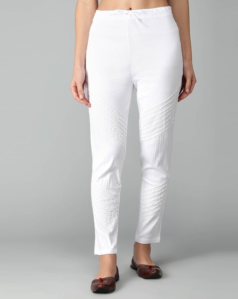 Cigarette trousers - White/Patterned - Ladies | H&M