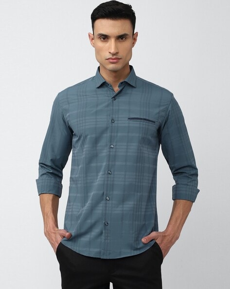 Checked Slim Fit Shirt with Patch Pocket