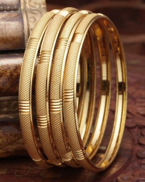 22k Copper Bangles (13.64 gm) Fancy Gold Bangles for Women by AASHI | Gold  bangles for women, Gold band bracelet, Gold bangles