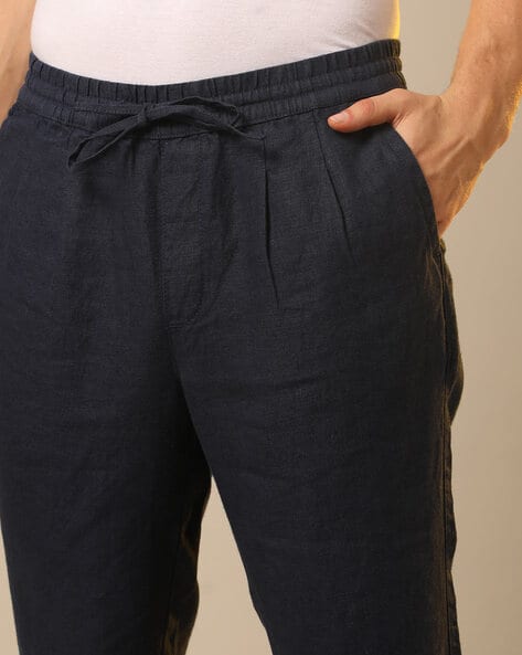 Buy Frankie Heavy Navy Blue Trousers Heavy Linen Pants Linen Trousers Linen  Barrel Pants Washed Heavy Linen Pants Online in India - Etsy