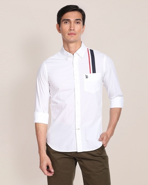 Engineered Stripe Cotton Casual Shirt