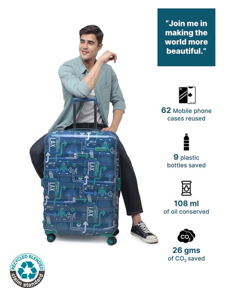 Blue Hard Travel Suitcase  cabin trolley bags - uppercase