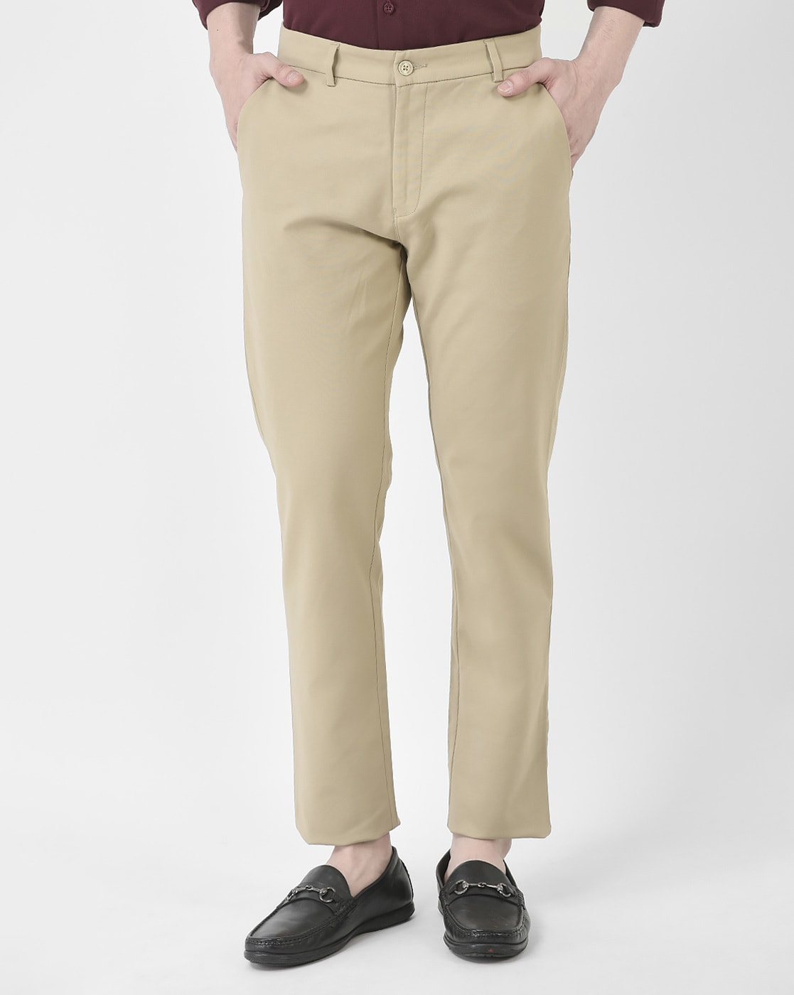 Buy Crimsoune Club Grey Slim Fit Printed Flat Front Trousers for Mens  Online  Tata CLiQ