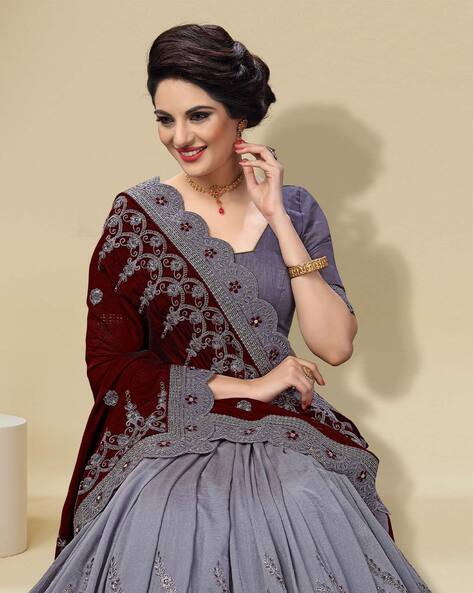 Buy TRENDMALLS Women's Embroidered Satin Net Lehenga Choli for