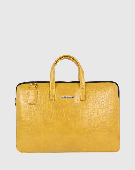 Yellow leather laptop on sale bag