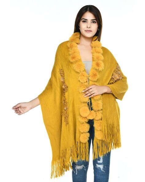 Embroidered Women Stole with Fringed Hem Price in India