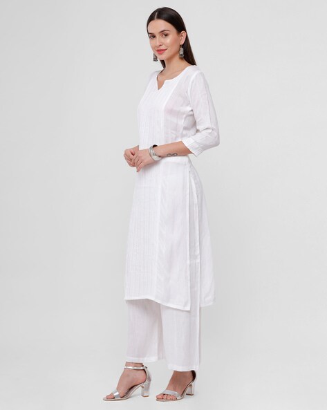 Shop Online Cotton Party Wear Kurti in Off White : 229382 -