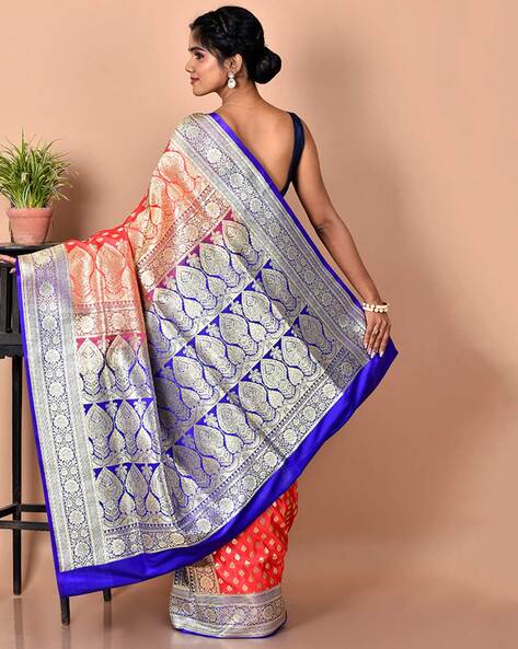 Handloom Tussar Gicha Silk Patli Pallu Saree With Stripes Pattern Pallu