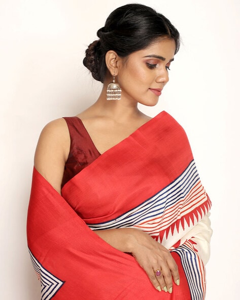 Buy Weaving Maroon Silk Saree Online -