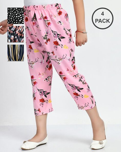 Buy IndiWeaves Girls Crepe Printed Regular Fit Capri 3/4th Pants