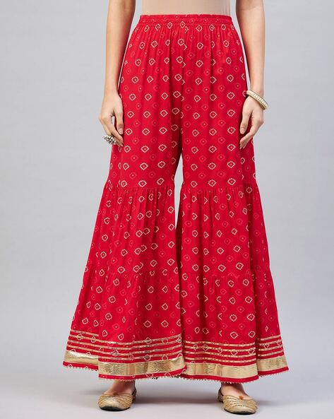 All-Over Print Shararas with Elasticated Waist Price in India