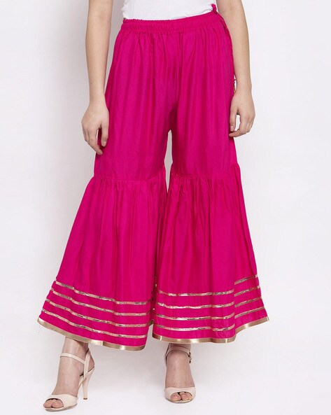 Striped Shararas Pants with Elasticated Waistband Price in India