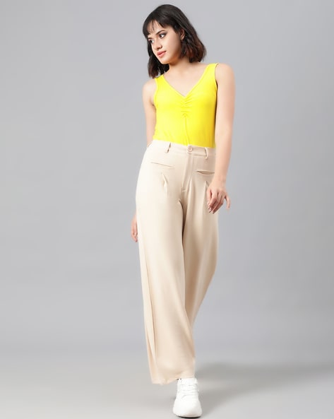 Buy Beige Trousers & Pants for Women by KOTTY Online