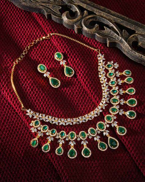Grab Now Rose Gold Polish Layered Diamond Necklace Set