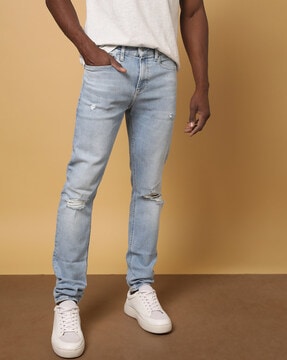 Slim Fit Distressed Jeans