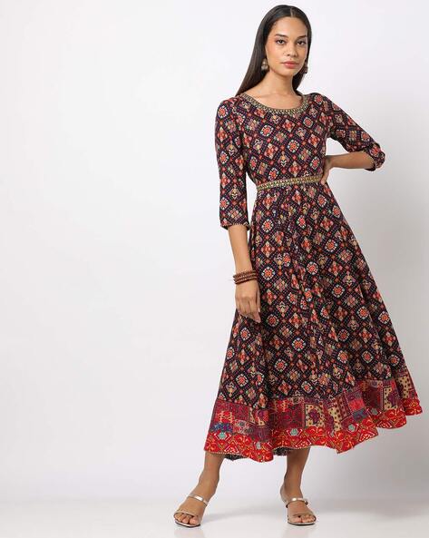 The beautiful printed georgette patola design navratri special gown for  women. Women can buy this gown