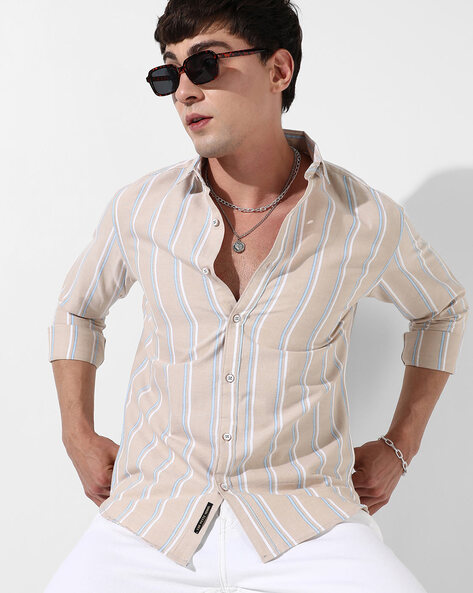 Striped Spread-Collar Shirt