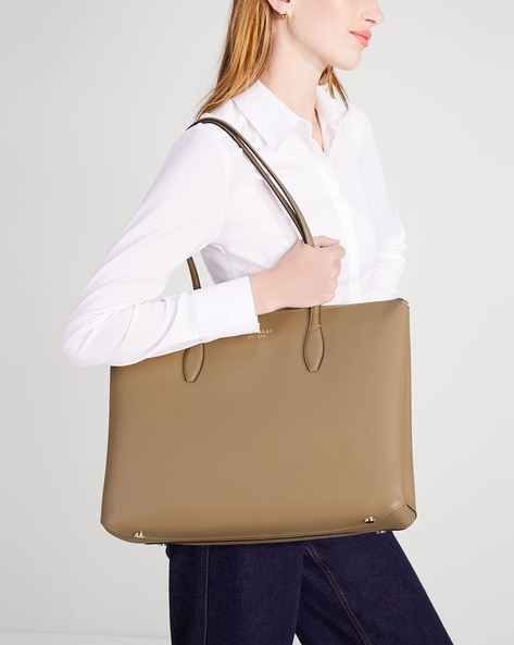 Buy KATE SPADE All Day Crossgrain Leather Zip-Top Tote Bag, Brown Color  Women
