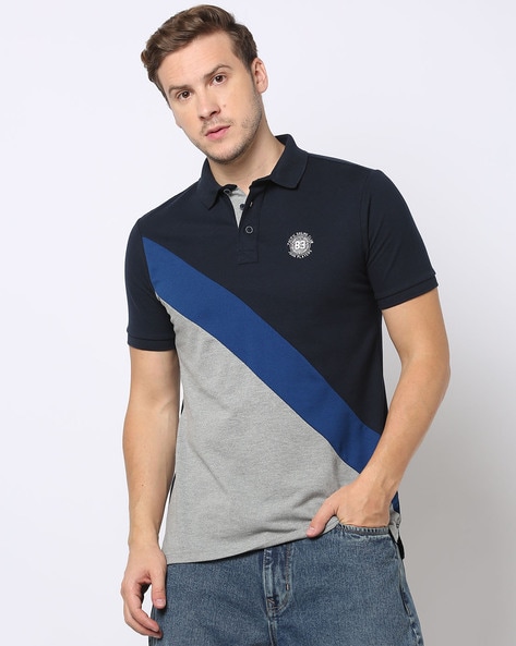 Colourblocked Slim Fit Polo T-Shirt