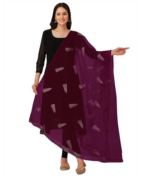 Leaf Embroidered Dupatta Price in India