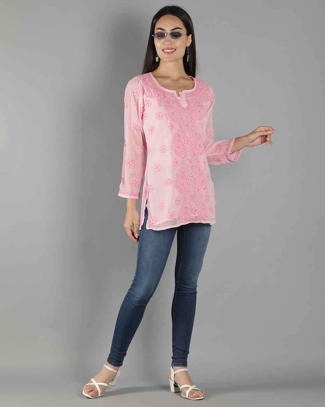 Buy Pranjal Girls Pink Cotton, Linen Kurti Top_Pink_M Online at Best Prices  in India - JioMart.