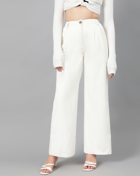 Lovers + Friends Off-White Crepe Side Slit Wide Leg Trousers S Lovers +  Friends | TLC