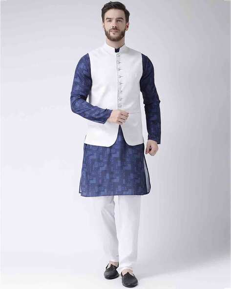 Buy Tag 7 Black Kurta Pajama with Blue Jacket Online at Low Prices in India  - Paytmmall.com
