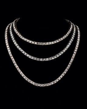 Sterling Silver Iced Out Tennis Multistrand Chain