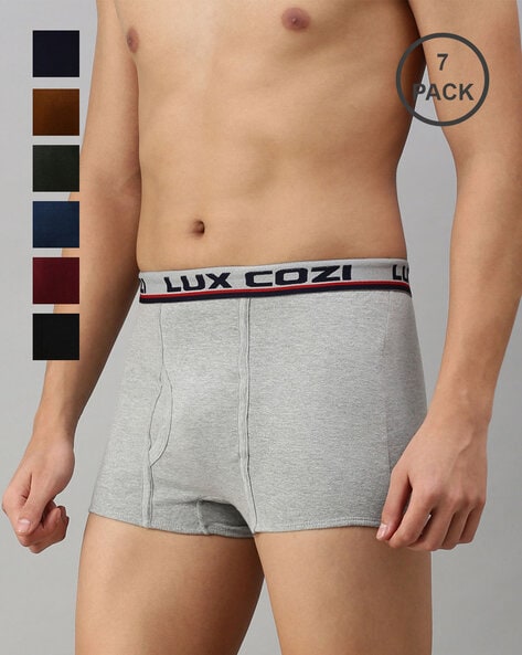 Buy Lux Venus Men's Assorted Solid 100% Cotton Pack of 6 Trunks
