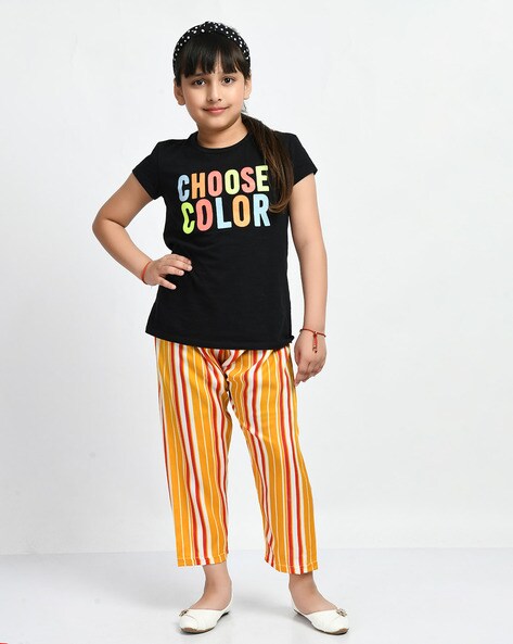 Buy Yellow Trousers & Pants for Girls by INDIWEAVES Online