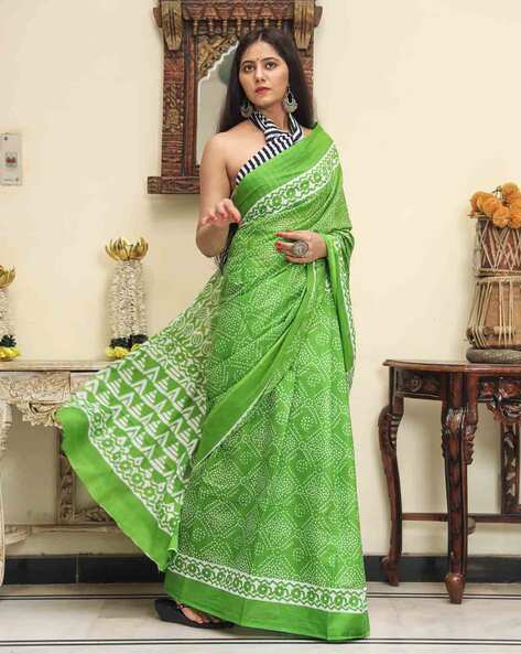 Buy Green color Bengal Handloom Khadi Cotton Saree(With Blouse) MC251795 |  www.maanacreation.com