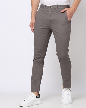 Mid-Rise Loose Fit Trousers with Elasticated Waist