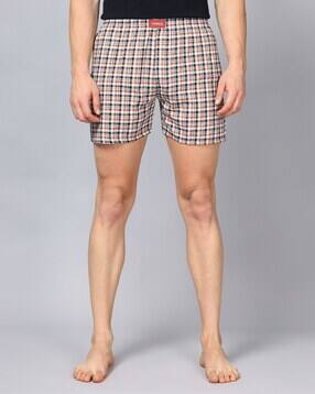 uomos Checked Boxers with Elasticated Waist-picture-29