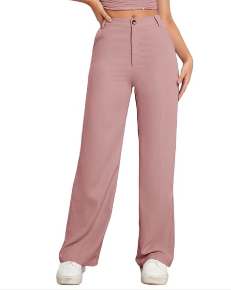 Buy Pink Trousers & Pants for Women by FNOCKS Online