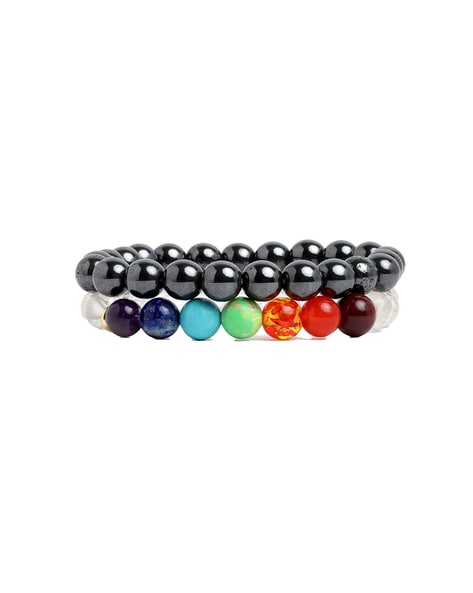 Money Magnet Pyrite 7 Chakra Natural Stone Bracelet with Magsnap