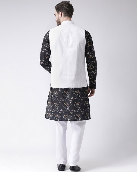 Buy Tag 7 White Kurta Pajama with Black and Red Printed Jacket Online at  Low Prices in India - Paytmmall.com