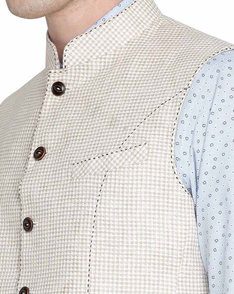 Khadi Cotton Sleeveless Jacket (Bandi, Modi Jacket) # 4 #56631 | Buy Kurta  Pajama For Men Online
