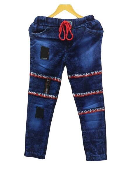 FASHION GRAB Typographic Print Jogger Jeans