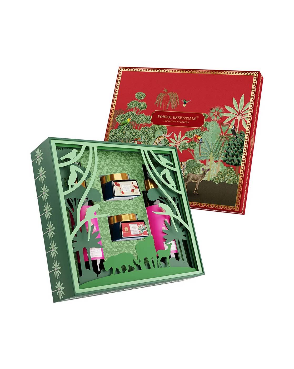 Forest Essentials Miniature Selection Box, Face, Body & Hair Kit, 6 Piece Gift  Set