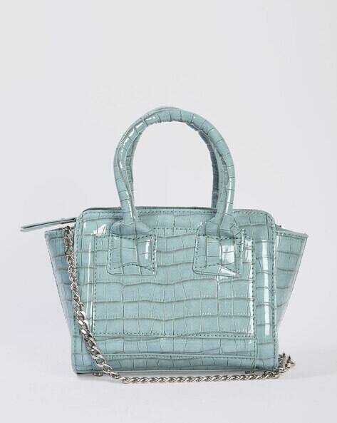 Encrustd Croc-Embossed Shoulder Bag with Chain Strap