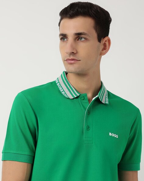 BOSS - Interlock-cotton polo shirt with tonal logo