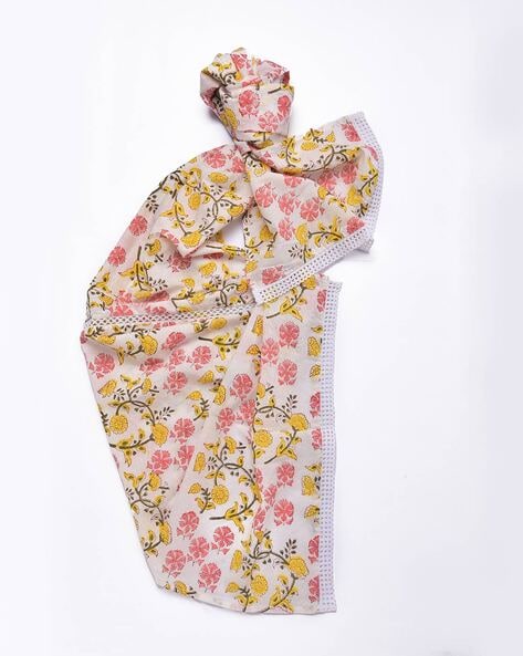 Floral Printed Stole with Lace Border Price in India